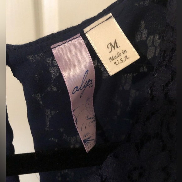 Francesca’s Navy Blue Lace Tiered Top - Picture 3 of 3